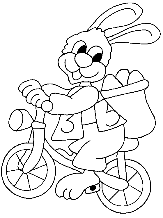 Malvorlage Osterhase auf dem Fahrradn